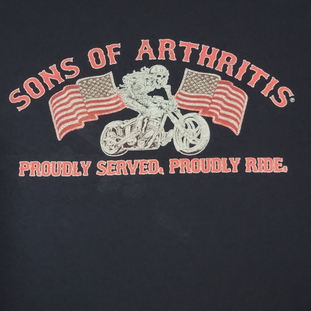 Sons Of Arthritis Veteran Brotherhood Proudly Served Black T-Shirt Men's‎ Sz L